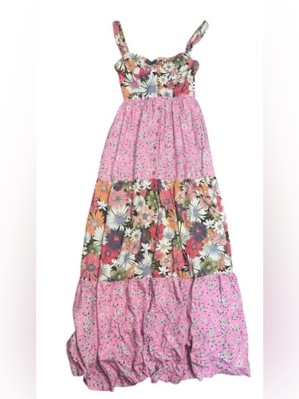 NWT- Agua Bendita Alani Maxi Dress in Bloom Floral Patchwork Size Large